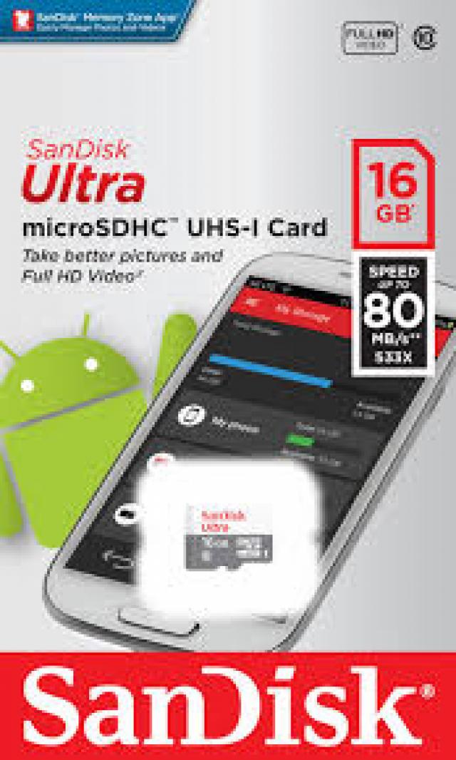 USB memorije i Memorijske kartice - SanDisk Ultra microSDHC 16GB, 80MB/s Class 10 UHS-I - Avalon ltd